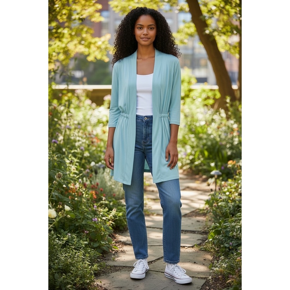 Vertigo Paris Cardigan Tiffany Blue Open-Front Cardigan Layering Sz‎ M capsule